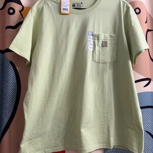 Carhartt Women's Pocket Tee in Green with Logo Patch